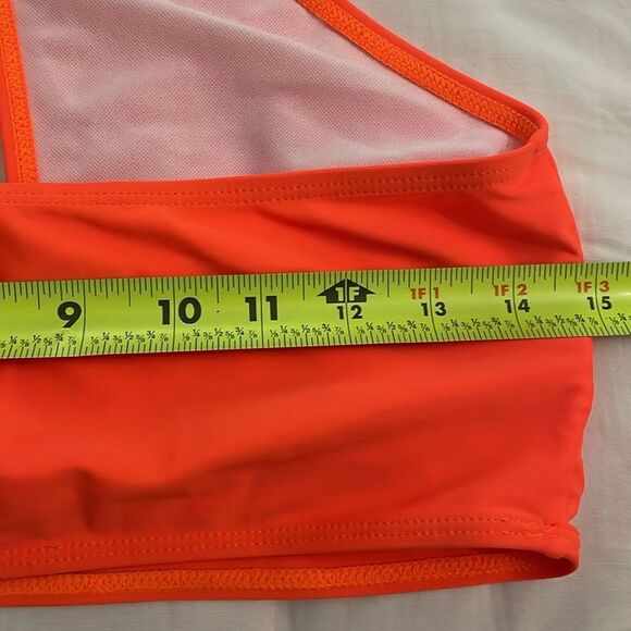 Neon Orange 3 Piece Bikini Set Womens Size Large Vacation Beach - Picture 8 of 10
